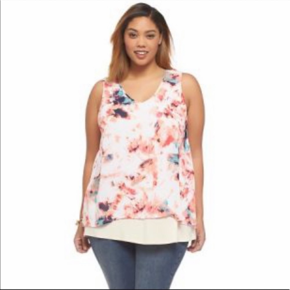 Ava & Viv Beautiful Watercolor Top Plus Size 3x women